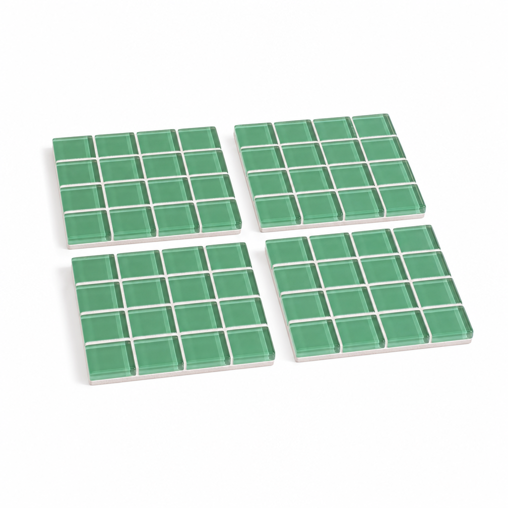 Mozaïek glazen onderzetters set van 4, groen