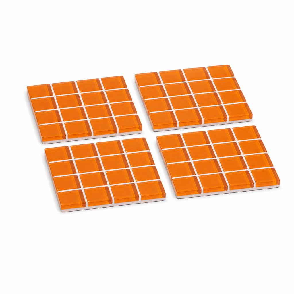 Mozaïek glazen onderzetters set van 4, oranje