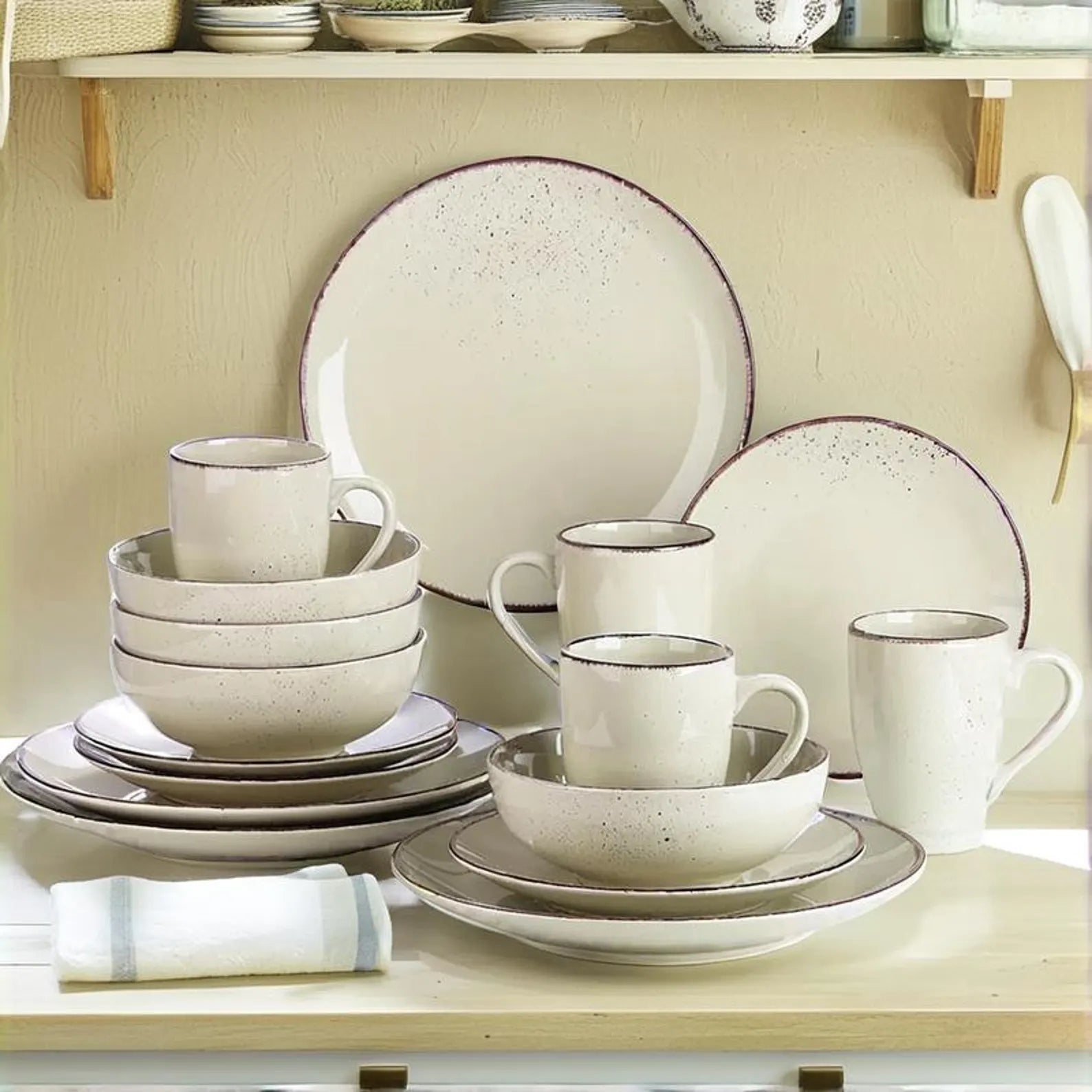 Vaatwerkset Beige Keramiek 48-delig - Diner- en Dessertborden, Kommen, Mok